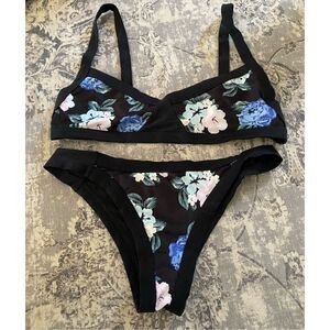 Black floral bikini 